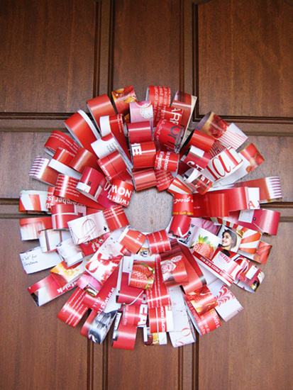 Post image for Homemade Christmas Decorations: Magazine Wreath