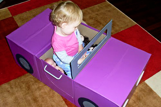 Play car from a cardboard box