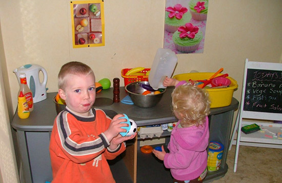 homemade play kitchen