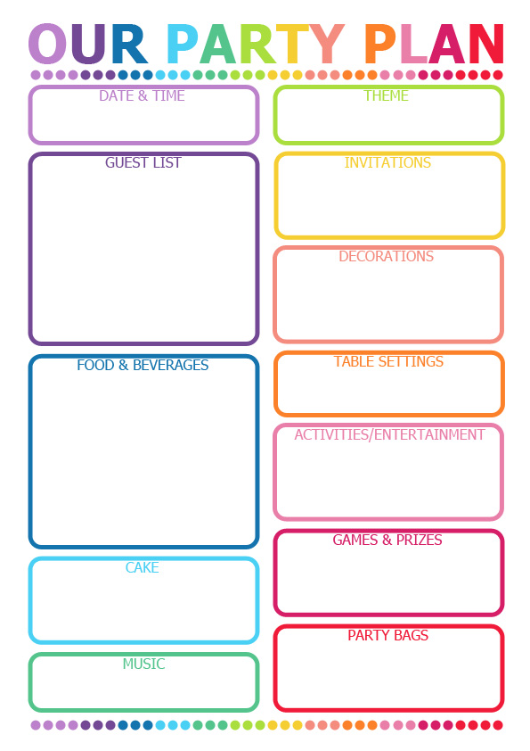 Party Planning Template from childhood101.com