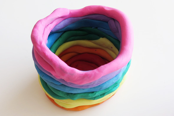 Childhood 101 Kids art - plasticine rainbow pots