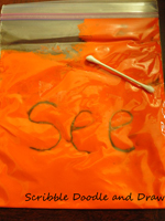 sight words in a paint baggie