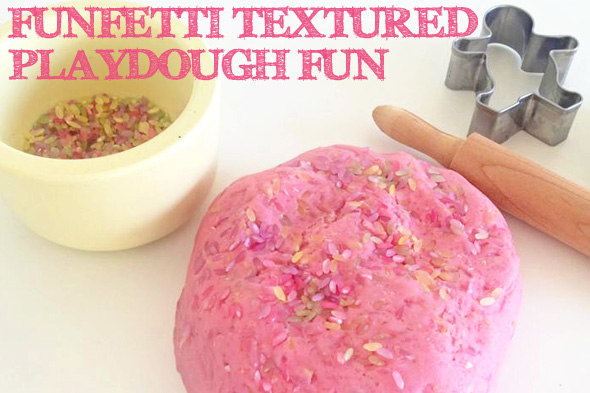 Funfetti textured playdough recipe via Childhood 101