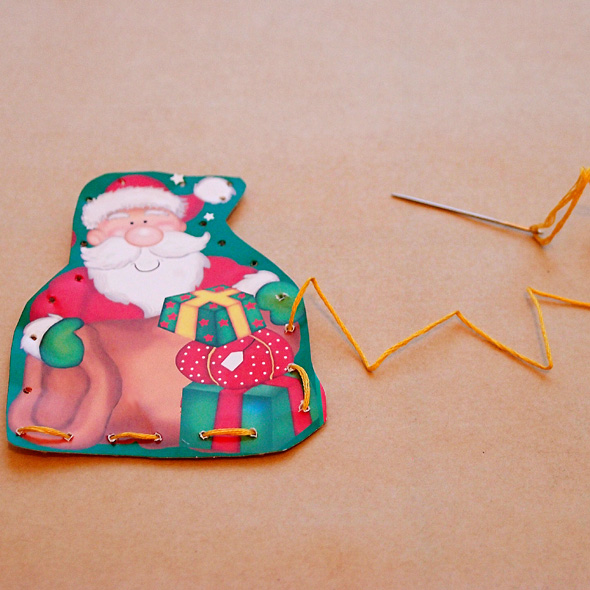 Recycled Christmas sewing cards via Childhood 101