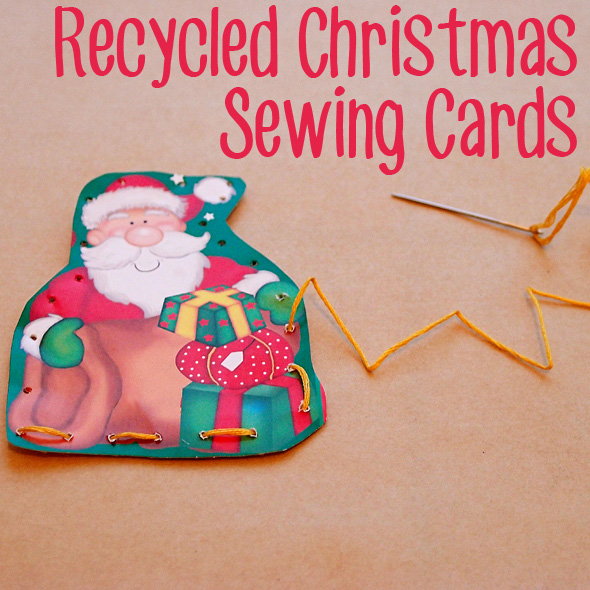 Recycled Christmas sewing cards via Childhood 101