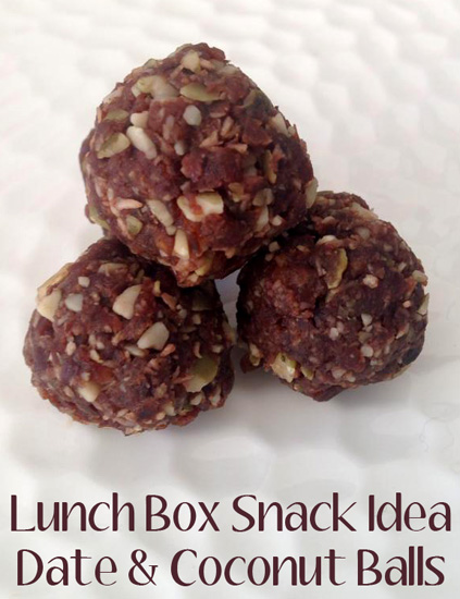 Lunch box snack idea: Date and coconut balls