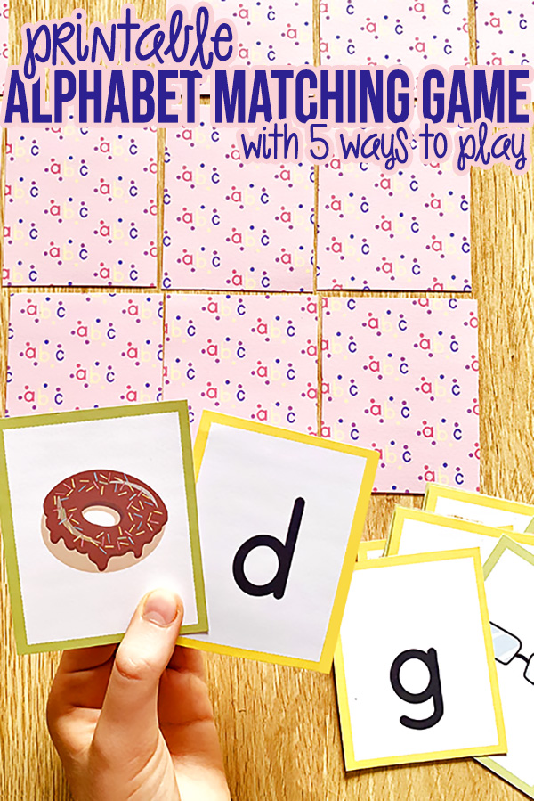 Alphabet Memory Matching Game Printable with 5 Alphabet Games to Play!