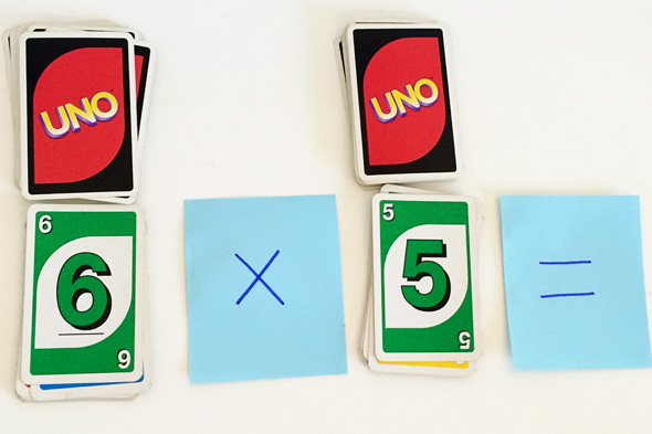 Math games for kids: Uno Flip for times tables and equations