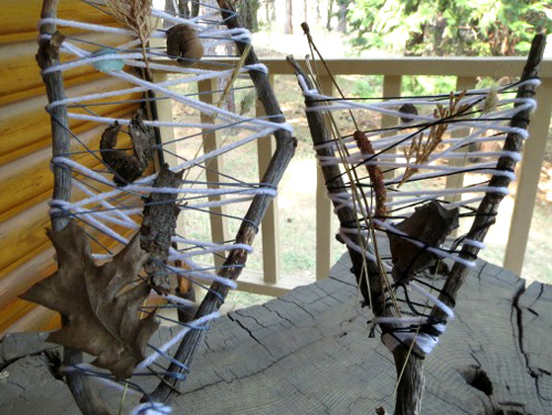 Outdoor Activities for Kids-Weaving with Sticks