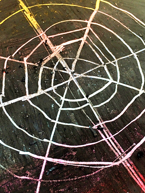 Scratch art spider webs