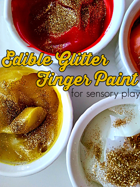 Edible Glitter Finger Paint for preschool sensory play