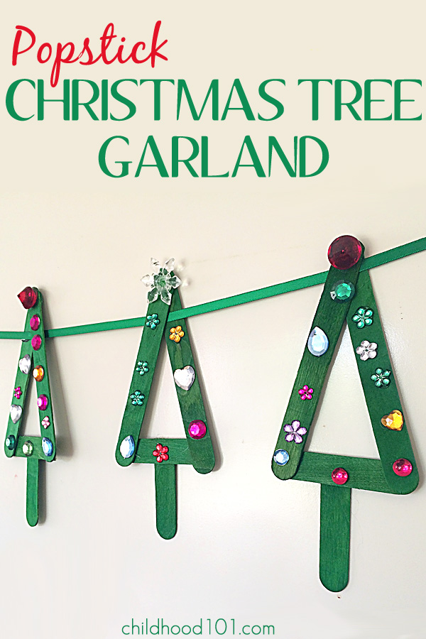 Popstick Christmas Tree Garland Christmas Craft for Kids