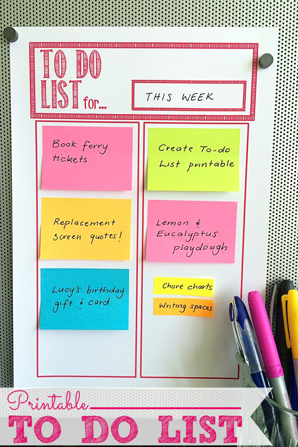 Get organised with this printable To Do List. Two handy columns, three colour choices and so many uses. Great for home, school or work.