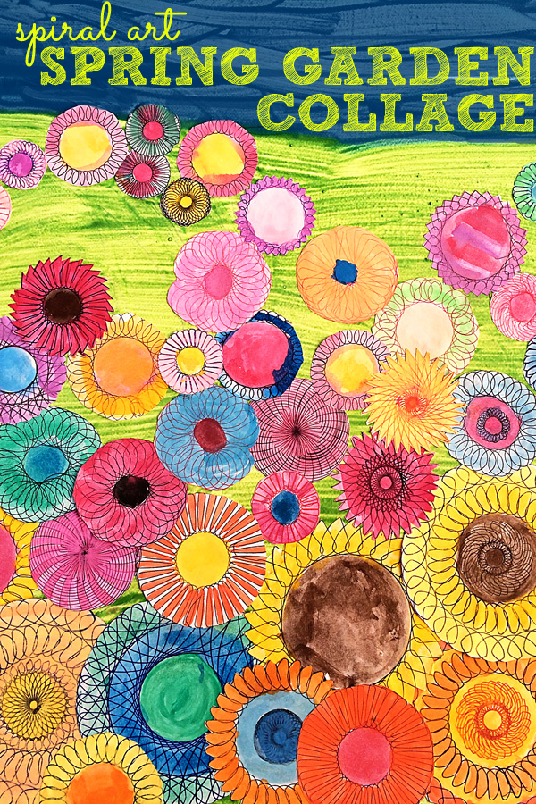 Kids Art Idea-: Spiral Art Spring Garden Collage