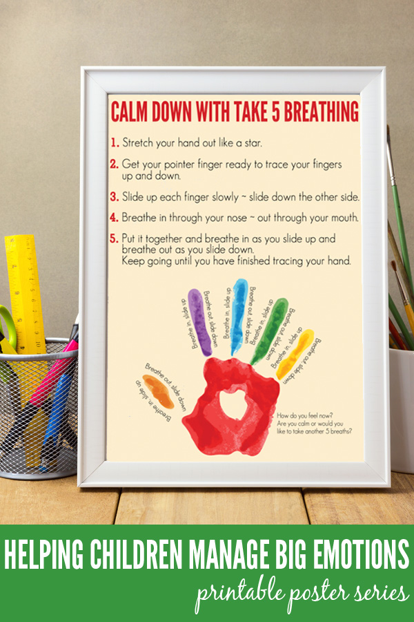 Take 5 Breathing exercise for kids. Part 4 of the Managing Big Emotions series for kids at childhood101.com