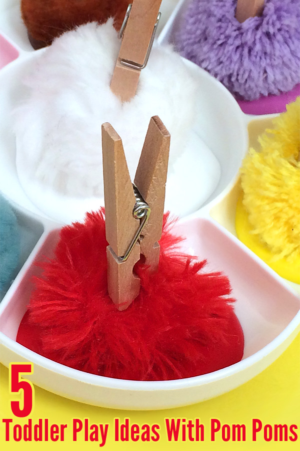 5 Simple Toddler Play Ideas with pom poms