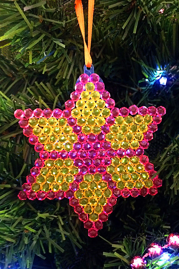 Fusible bead Christmas decorations with free printable patterns