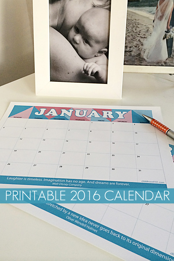 2016 free printable calendar