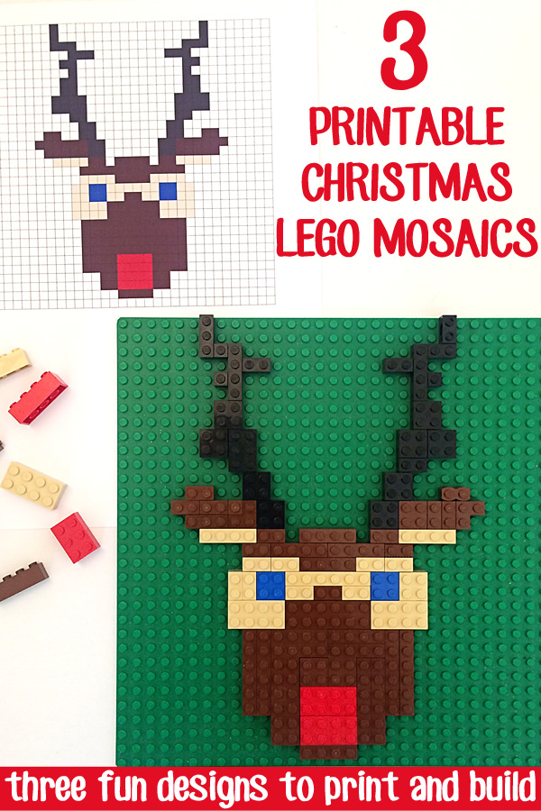 3 Christmas Themed Printable Lego Mosaic Patterns
