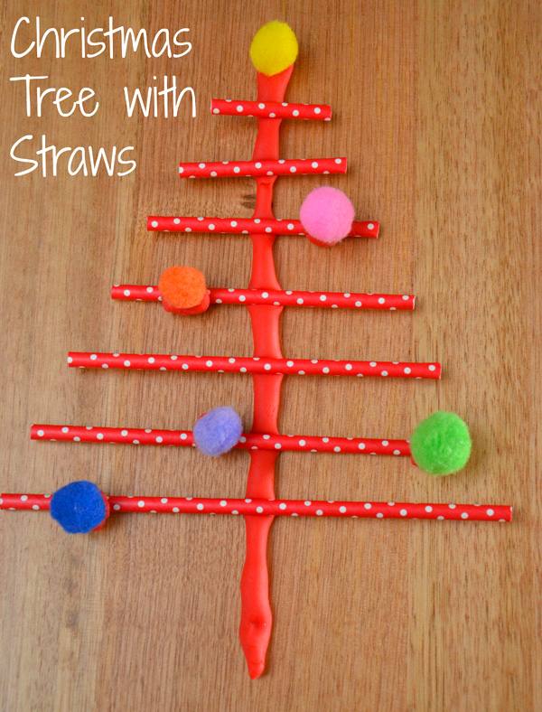 5 Christmas Busy Bag: Straw & Plasticine Christmas Tree