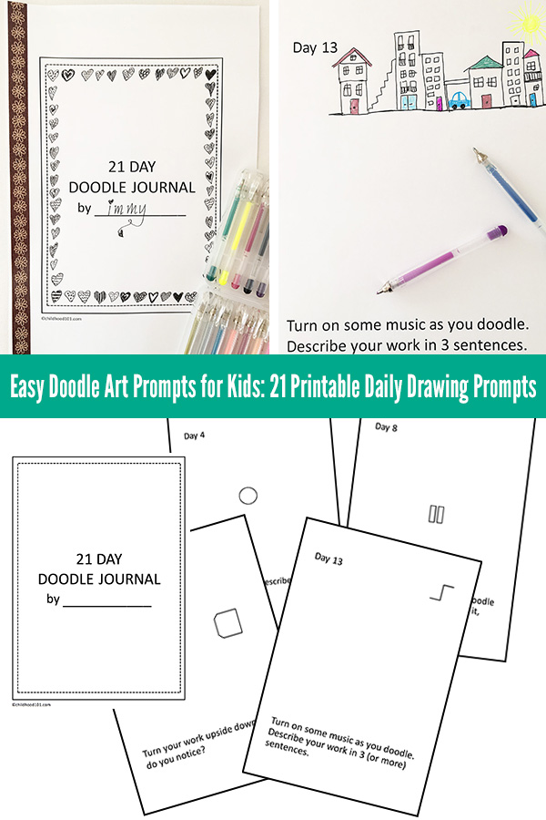 Easy doodle art prompts for kids: 21 printable daily doodle prompts