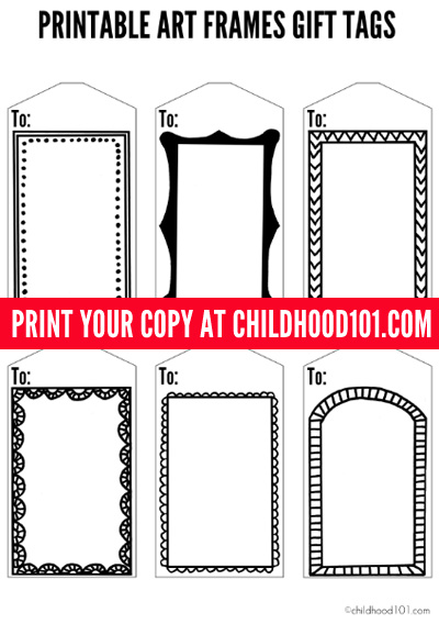 Printable Art Frame Gift Tags for Kids to Decorate