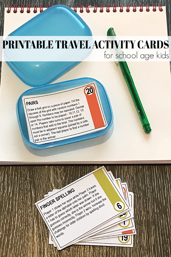 Printable Travel Games for Kids. Includes 32 fabulous math games, word challenges, drawing prompts and partner games.
