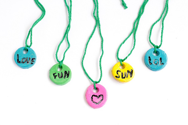 Air Dry Clay Pendants with homemade white clay recipe