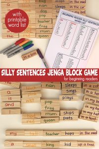 Silly Sentences Reading Game With Jenga Blocks