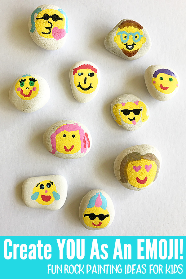 Rock painting ideas for kids - Emoji Rocks!