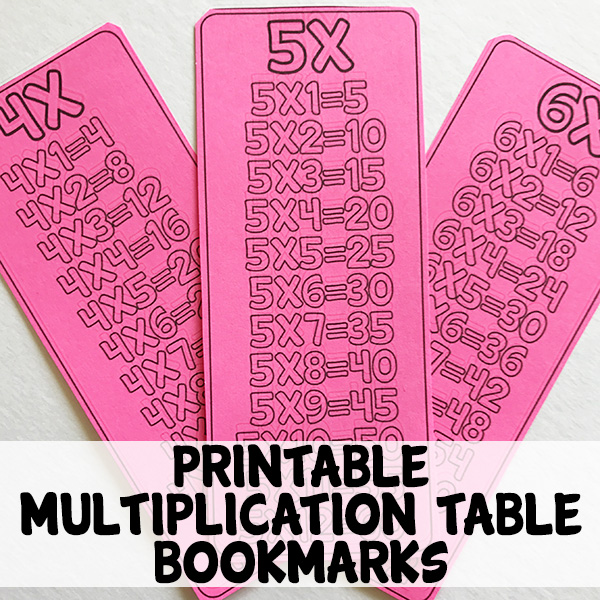 Multiplication Bookmarks printable for times tables revision. Great for home and classroom.