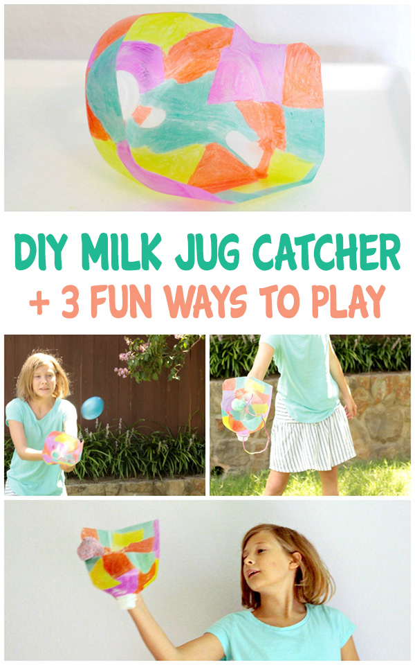 Make a DIY Milk Jug Catcher for a fun and easy catching game.