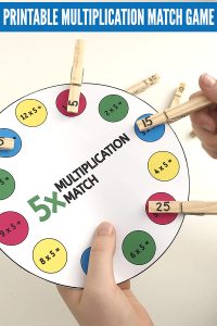 Printable Times Table Game: Multiplication Peg Match 1x-12x Times Tables