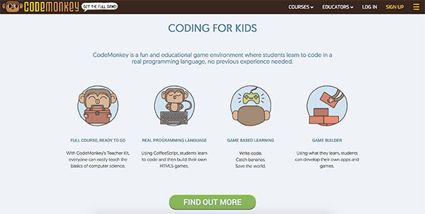 Code Monkey coding for kids website