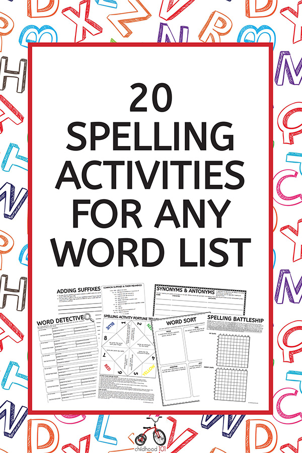 spelling activities for any word list