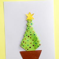 3D Paper Folded Christmas Tree Craft for School Aged Kids