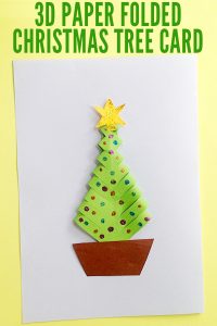 3D Paper Folded Christmas Tree Card for School Aged Kids
