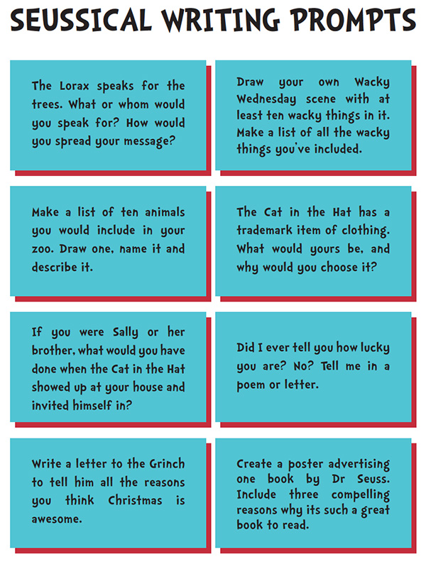 Dr Seuss writing prompts for kids