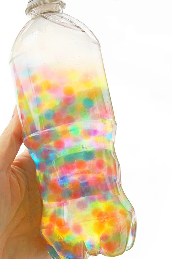 Rainbow water bead sensory bottle