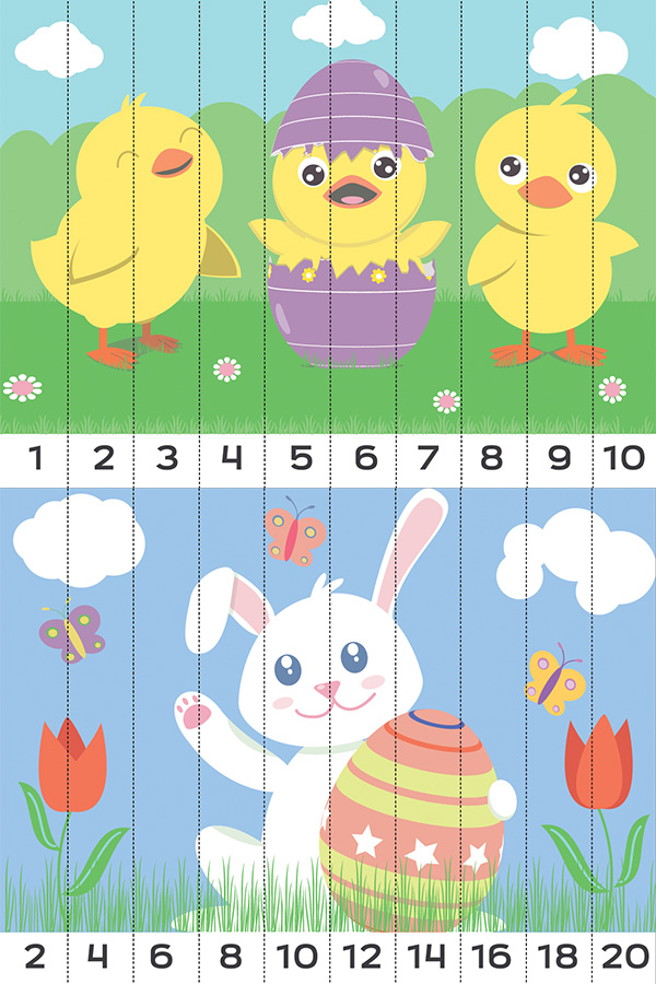 21 Easter counting and skip counting puzzles