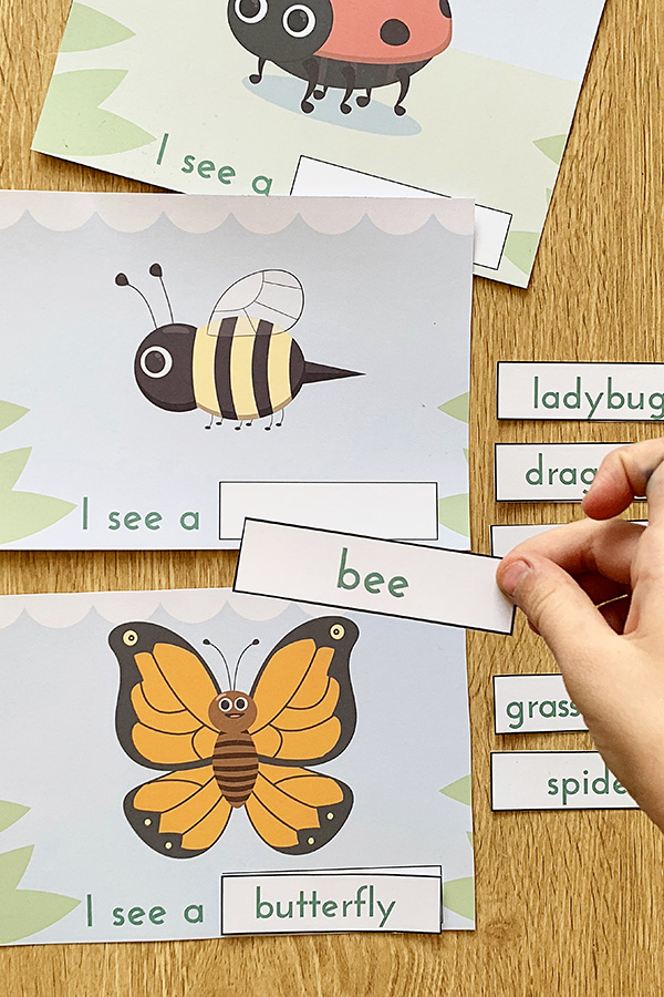 Free Printable Emergent Reader and Literacy Group Activity: I See Bugs