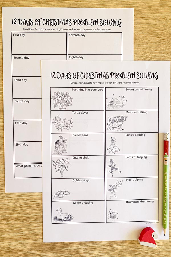 12 Days of Christmas Math Activities for Elementary Students