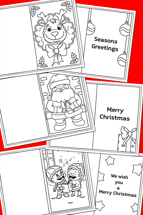 Colouring Christmas cards for kids