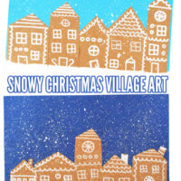 Snowy Christmas gingerbread village art