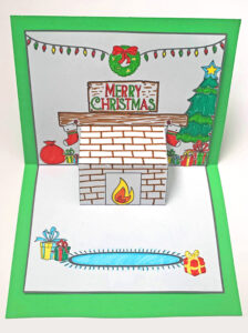 Holiday Mantlepiece Christmas Pop Up Card Printable