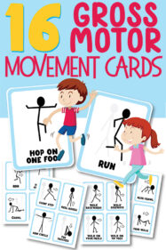 Gross motor movement for kids activity cards