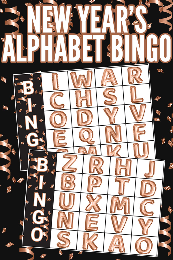 New Years Alphabet Bingo Game Printable