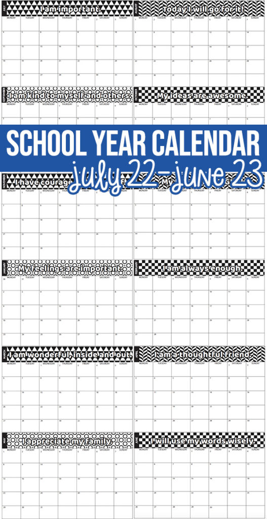 Kids School Year Calendar 22/23