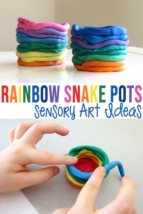 Sensory Art Ideas: Rainbow Snake Pots