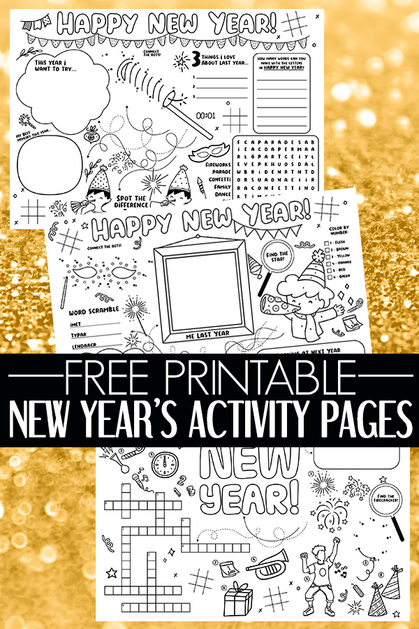 Printable New Years Activity Pages for Kids
